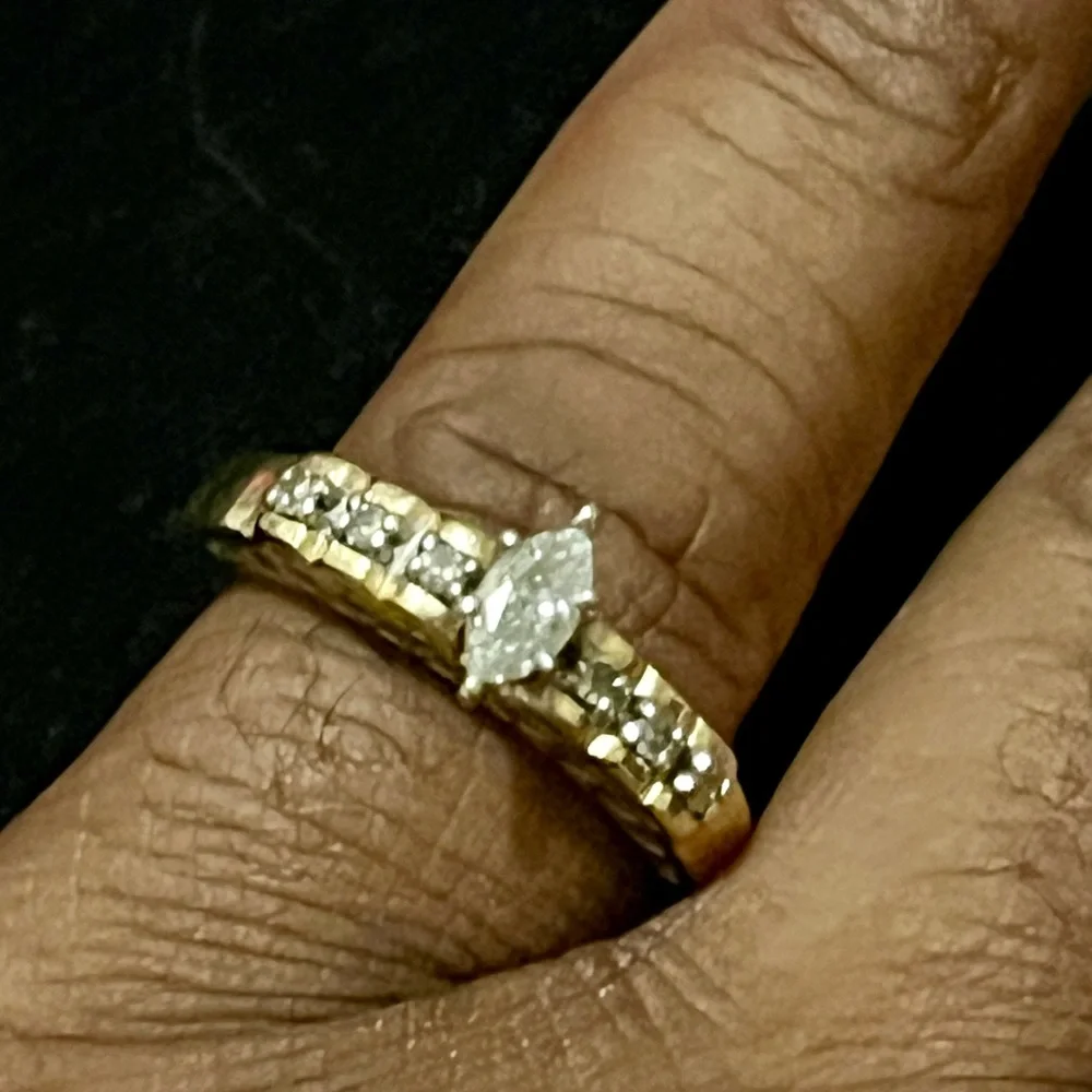 14K Yellow Gold Marquise Cut Natural Diamond Ring – 3.77g Size 7 - Picture 17 of 17